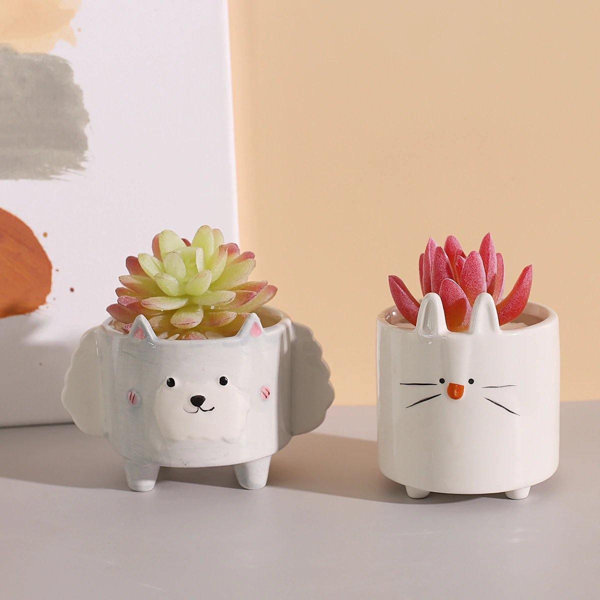 Boxy Animal Ceramic Succulent Planters