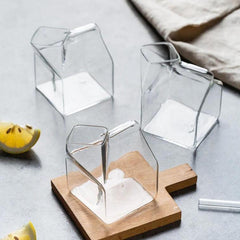 Mini Glass Milk Carton Cup