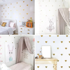 Baby Girl Room Decorative Stickers Gold Heart Wall Sticker For Kids Room Wall Decal Stickers Room Decoration Kids Wall Stickers