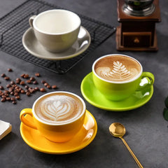 Color Glaze Thickened Ceramic Cappuccino Latte Cup Professional Figured Cup Standard Competition Mouth 250ml Coffee Cup mug