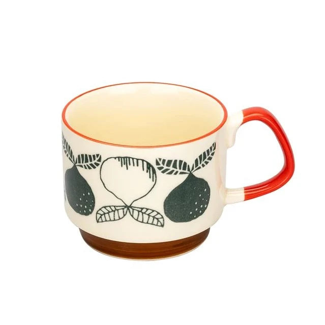 300ml Japanese Flower Coffee Mug Set Retro Ceramic Milk Oats Mug Office Water Handgrip Cup Kitchen Party Drinkware Set