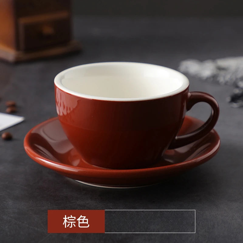 Color Glaze Thickened Ceramic Cappuccino Latte Cup Professional Figured Cup Standard Competition Mouth 250ml Coffee Cup mug