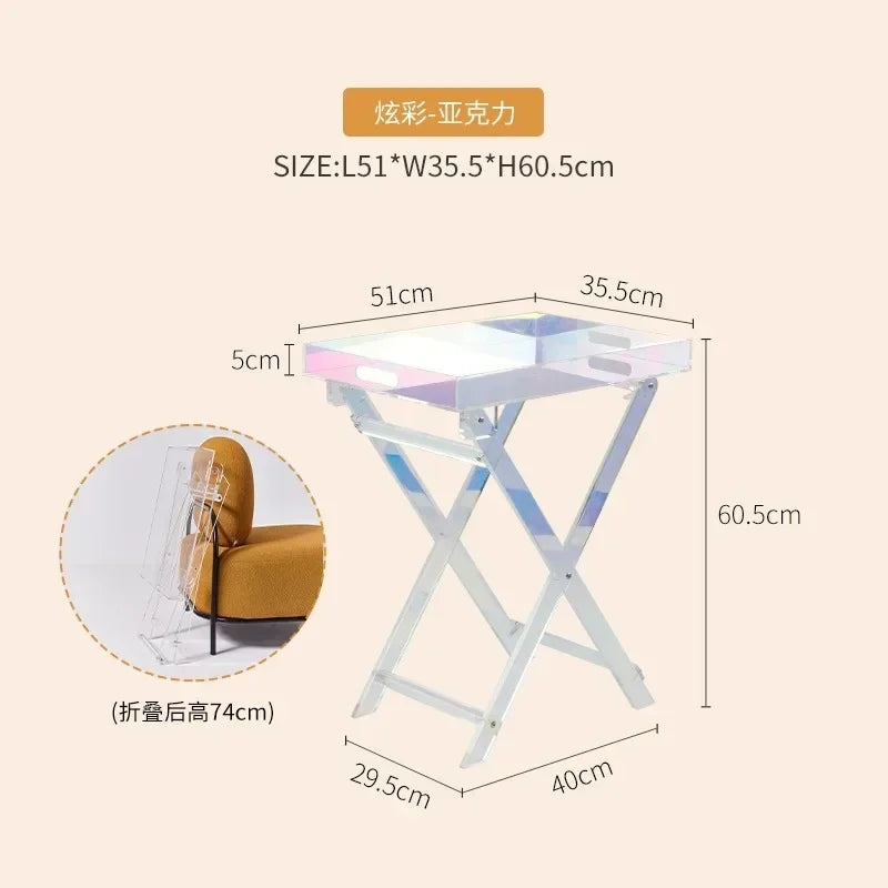 Acrylic Folding Small Coffee Table Ins Style Simple Transparent Light Luxury Sofa Corner Table Bedside Small Table