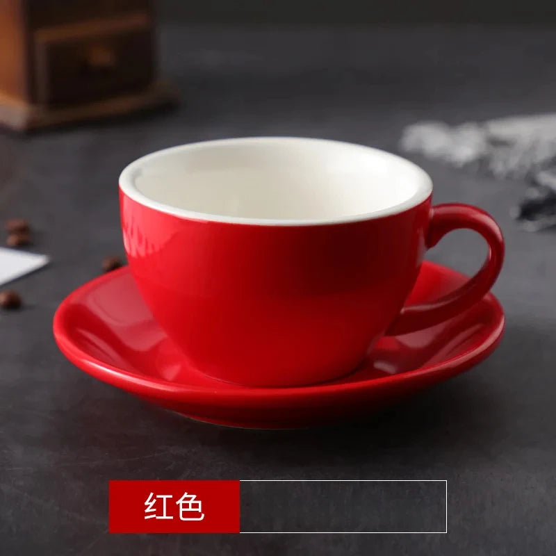 Color Glaze Thickened Ceramic Cappuccino Latte Cup Professional Figured Cup Standard Competition Mouth 250ml Coffee Cup mug