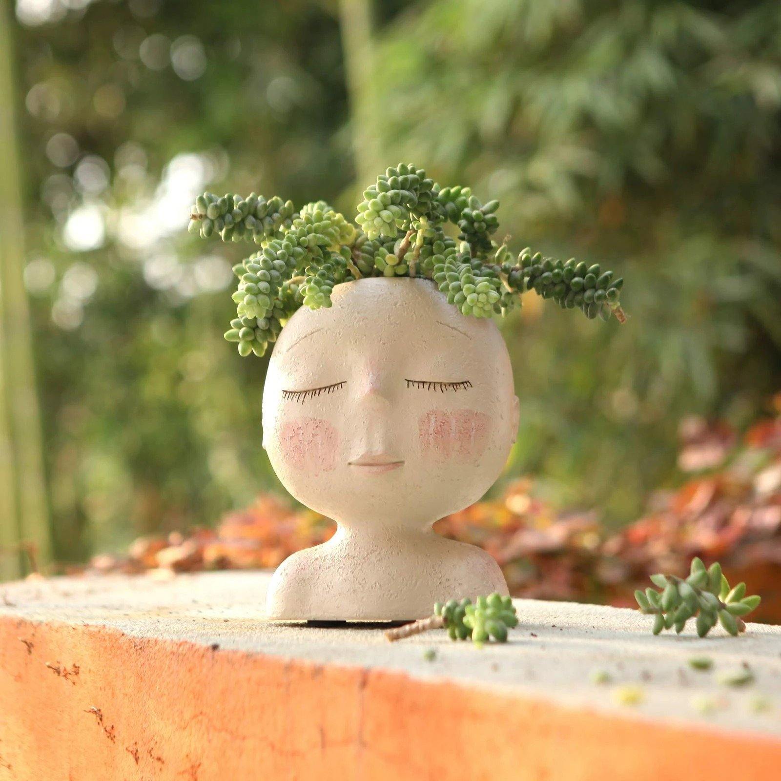 Peaceful Dream Sleeping Face Planter Vase